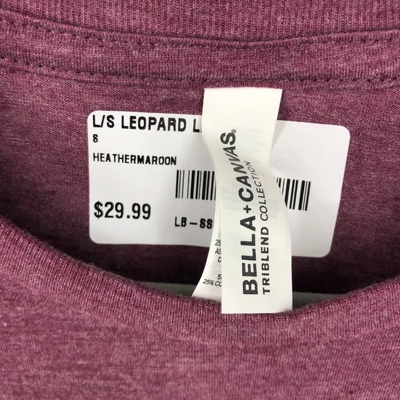 Leopard Kiss Lips Maroon Top Burgundy Small tee - Picture 4 of 4
